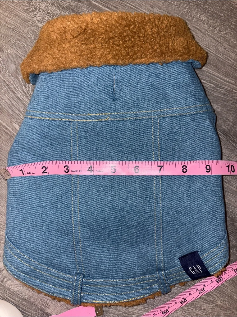 GAP Denim Pet Coat with Brown Sherpa Lined